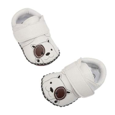 Imagem de Sapatos para bebês meninos e meninas primeiro andar tênis antiderrapante sola de borracha para berço com estampa fofa, Urso branco, 12-18 Months Toddler