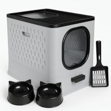 Imagem de Caixa De Areia Para Gatos Fechada Grande Com Gaveta Removivel E Porta Em Acrilico(Sandbox Cinza)