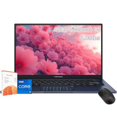 Imagem de ASUS Laptop Vivobook de 14 polegadas - Intel Core i7-1355U Beat AMD Ryzen 7 4700U -40GB RAM -SSD de 2TB -Windows 11 -Office 365 One Year - Business Computadora Portátil School College Student