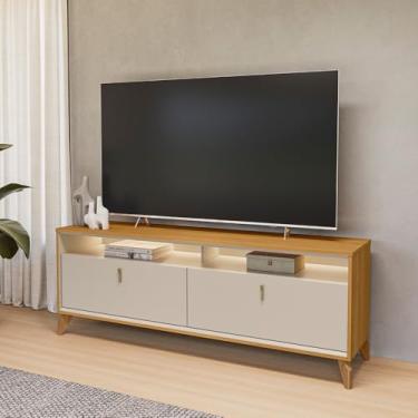 Imagem de Rack Bancada Duarte com LED PÃ:copyright:s em Madeira 160cm TV AtÃ:copyright: 60 Polegadas Tauari/OffWhite G77 - Gran Belo