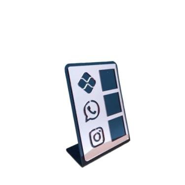 Imagem de Placa Pix Display em Plastico PS Mesa Balcão PIX Zap Instagram Interativo (ECONÔMICO)(Preto & Rose)