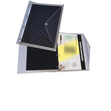 Imagem de Fichario De Pvc Preto Capa Cristal 96fl+divis - ACP