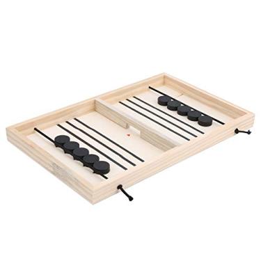 Imagem de Slingshot de Madeira Tabletop Hockey Game Kids Toy Board Com Moldura Lisa, Tamanho Compacto de Viagem, Entretenimento Familiar, Adequado para Cultivar o Pensamento Lógico das