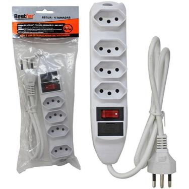 Imagem de Extensão Filtro De Linha Branco 70Cm 4 Tomadas Bivolt