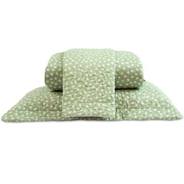 Imagem de Cobre Leito Casal Padrão Bouti Basic Estampado 180 Fios 3 Peças - Poa Verde Cha