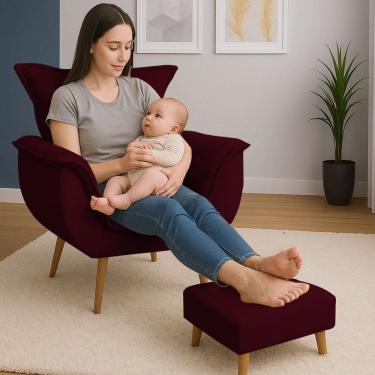 Imagem de Poltrona De Descanso Alana Com Puff Suede Bordo