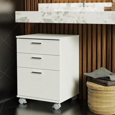 Imagem de Gaveteiro Para Banheiro Branco Com 3 Gavetas E Rodinhas Madesa Branco