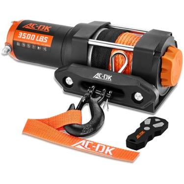 Imagem de AC-DK Kits de corda sintética de guincho ATV/UTV de 1,587 kg, guincho de 12 V com controle remoto sem fio para reboques off-road, guincho com placa de montagem e controle remoto com fio