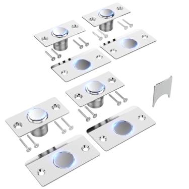 Imagem de Ferragens silenciosas para captura de esferas, ímã forte ajustável, aço inoxidável com forte sucção e placa de impacto, fácil instalação, à prova de ferrugem, para armário invisível (pacote com 4