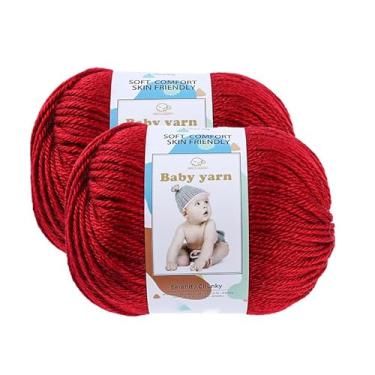 Imagem de Fio de malha para bebês – lã merino 10%, algodão 40%, nylon, 50% novelo de fio macio misturado adequado para tricô de crochê, cobertores de bebê e roupas (aproximadamente 50 g/160 jardas) [conjunto de