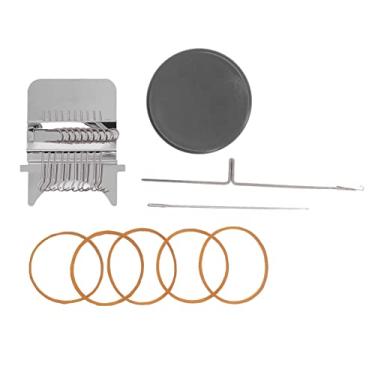 Imagem de Mini máquina de tricô com 10 agulhas de operação simples Mini máquina de tear Máquina de tricô manual para reparos domésticos, artesanato e viagens, aço inoxidável, plástico, (Cinza)