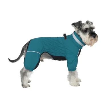 Imagem de Roupa de neve para cães à prova d'água de inverno – Jaqueta de corpo inteiro ao ar livre com anel de trela, forro de lã, casaco refletivo à prova de vento para cães de 4 pernas para cães pequenos a