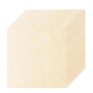 Imagem de XEmbro 12 peças de tecido bordado para artesanato de vestuário, pano de bordado bege pré-cortado, quadrados de tecido de algodão natural bordado (24 × 24 cm)