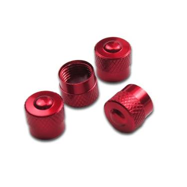 Imagem de Pitlane Performance Tampas de válvula de alumínio (conjunto de 4) – Tampas de válvula de pneu para válvulas Schrader – Compatível com carros, SUVs, motocicletas e bicicletas (vermelho, corrida)