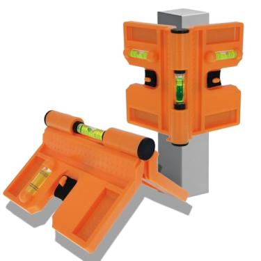 Imagem de Nível de coluna dobrável de 270° com ímã macio vertical para marcenaria, decoração e construção de estrutura de aço. Régua horizontal com tiras de amarração (laranja)