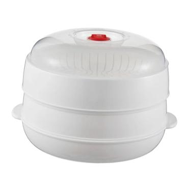 Imagem de Generic Tigela Vaporizadora para Micro-ondas, Recipiente para Cozinhar Alimentos no Vapor com Tampa, 2 Camadas, Ideal para Brócolis, Sopa, Bolinhos, Peixe e