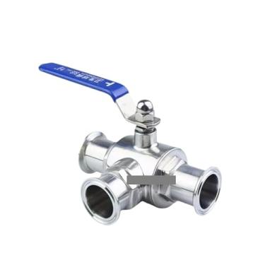 Imagem de SS304 Tubo OD 51 mm Aço Inoxidável 3 Way Válvula Esfera Porta L Tipo Virola Tipo 64 mm Tri Clamp