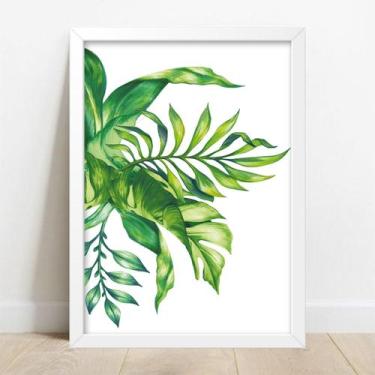 Imagem de Quadro Decorativo Folhagem - Moldura Branca E Vidro (A4) - Wg Moldura