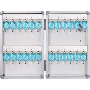 Imagem de Suporte de parede para chaveiro, armário de chaves, caixa de bloqueio de chave montável na parede, organizador de chaves de metal, gerenciamento de chaves, suporte de chave seguro com etiquetas de