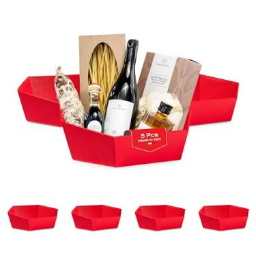 Imagem de Boxes Craftory Pacote com 5 cestas de presente resistentes feitas na Itália – cestas para presentes vazias, ideais para presentes de dia dos namorados, cesta de presente de casamento e qualquer