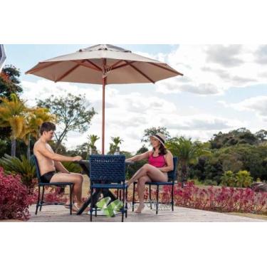 Imagem de Jogo De Mesa 4 Cadeiras Corda Náutica Aluminio Com Ombrelone - Sarah M