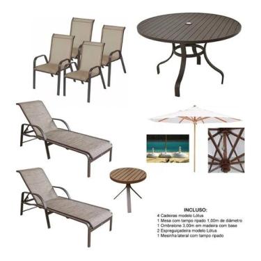 Imagem de Kit Para Piscina Completo,mesa,espreguiçadeiras,guarda Sol - Sarah Móv