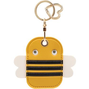 Imagem de MC Fashion Capa para chaveiro de couro PU compatível com AirTag, capa de rastreador GPS de animais fofos chaveiro (LOOK3-Bee)