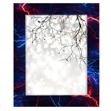 Imagem de Porta-retrato de 28 x 35 cm, vermelho relâmpago, azul, psicodélico, feito de madeira maciça, moldura de 28 x 35 cm, para exibição de mesa e montagem na parede, para decoração de casa e ideias de