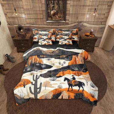 Imagem de Erosebridal Conjunto de edredom de caubói em uma bolsa, tamanho Queen, 7 peças, geometria asteca, deserto, étnico, ocidental, étnico, ocidental, para meninos e crianças