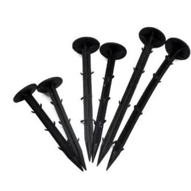 Imagem de 50 peças de estacas de plástico resistente de 16 cm âncoras à prova de ferrugem para segurar tecido de paisagem, bordas de gramado, tendas, redes de jogos e lonas de chuva pretas (16 cm)