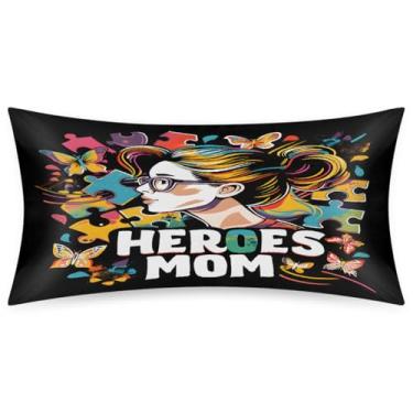 Imagem de Fronha King Size de cetim de seda para cabelo e pele, capa de almofada macia para meninas refrescantes arte autismo com fecho de envelope para dormir mulheres homens crianças 50 x 101 cm 1 peça