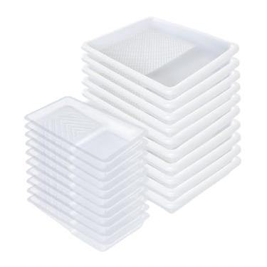 Imagem de Bates- Forro de bandeja de tinta, 10 cm e 23 cm, pacote com 20, transparente de 10 cm e branco de 23 cm, bandeja de tinta descartável de plástico para pintar paredes