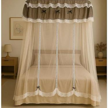 Imagem de Mosquiteiro Palácio Sem Armação Casal/Queen – Renda Volta ao Mundo, Modelo Luxo 3B | Leve, Elegante e Fácil de Instalar(bege)