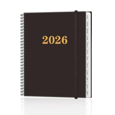 Imagem de Agenda 2026 - Agenda anual de janeiro de 2026 a dezembro de 2026, agenda semanal e mensal com abas de 12 meses, bolso interno, 21,6 cm x 28 cm, preta