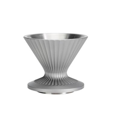 Imagem de Coador de café com gotejamento para derramar sobre cafeteira, funil de cone de flor reutilizável, filtro de café de metal de aço inoxidável para viagens, acampamento, escritório, casa, cafeteira