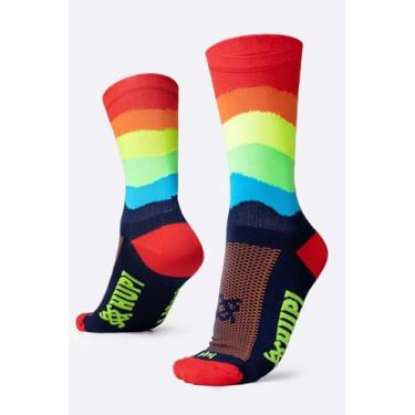 Imagem de Meia HUPI Multicolor 1 Par Cano Médio Idela Corrida Esportes, Cor: Colorida, Tamanho 36-42