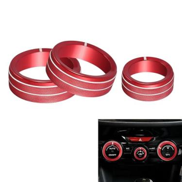 Imagem de TOMALL 3 peças de alumínio AC Climate Knob Covers compatíveis com Subaru Forester 2019-2024, Impreza Crosstrek XV 2018-2023 console central guarnição acessórios interiores do botão interruptor de ar
