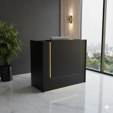 Imagem de Balcão Recepção Caixa 100cm Preto Linha Premium Mod 2.1 - Marcenaria O