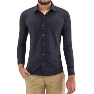 Imagem de Camisa Manga Longa Essencial Slim Masculina Ogochi 001510012 Preta-Masculino