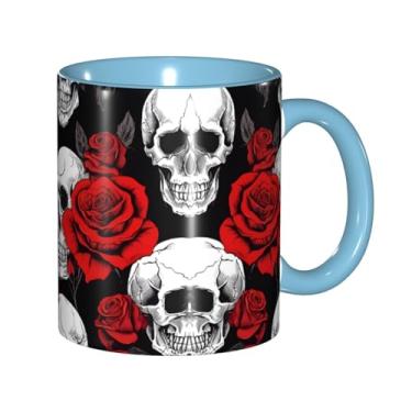 Imagem de Zeraoke Caneca de café criativa com estampa de caveira de Halloween, personalizada, presente para a família, tamanho de 325 ml, unissex