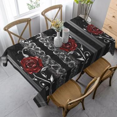 Imagem de Pretty Roses – Toalha de mesa impermeável 99 x 139 cm, tecido de camurça pêssego para jantares internos e eventos ao ar livre, resistente a manchas e sem rugas para festas