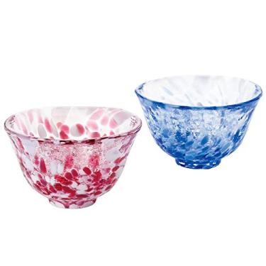 Imagem de Tsugaru Biidoro, copos de saquê de vidro feitos à mão, conjunto de 2, rosa e azul