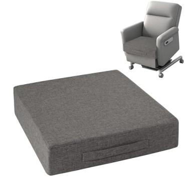 Imagem de OVOV Almofadas reclináveis para idosos 50,8 cm x 50,8 cm x 10,2 cm de espessura para cadeira reclinável, almofadas quadradas grandes antiderrapantes com capa lavável para poltrona, sofá, cinza claro