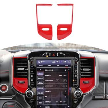 Imagem de JOSHELA Para RAM TRX Dash Center Air Vent Cover Trim Fit for RAM TRX 2018-Present Red Interior Accessories 2pcs