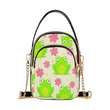 Imagem de CEBUGI Bolsa tiracolo feminina clutch para telefone bolsa de ombro elegante sapos verdes com alça de corrente removível