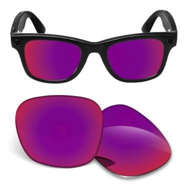Imagem de Biyxpiv Lentes de substituição de 1,5 mm compatíveis com óculos de sol inteligentes Ray-Ban Meta Wayfarer (Gen2) RW4012 50 mm, Midnight Sun espelhado