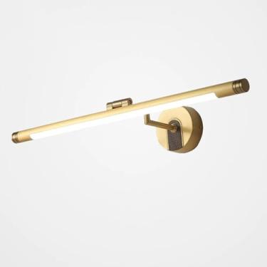 Imagem de Luminária de banheiro moderna em cobre sobre o espelho, com design giratório de 350°, lâmpada de parede LED 4000K, luzes de banheiro pretas e douradas acima do espelho (dourado, médio)