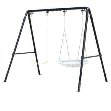 Imagem de TOCRETOARE Suporte giratório para varanda – estrutura de balanço resistente para varanda ao ar livre com altura ajustável, suporte de metal revestido a pó, comporta até 199 kg, adequado para pátio