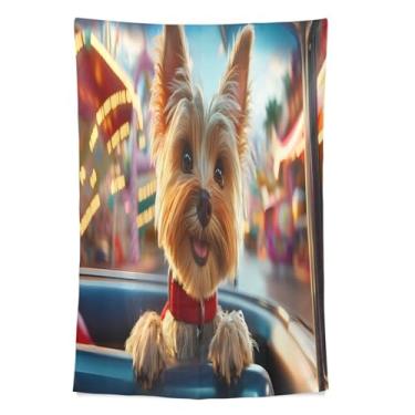 Imagem de STAYTOP Tapeçaria de cachorro de caça vestindo um casaco vermelho tapeçarias para decoração de casa decoração de dormitório sala de estar quarto tapete de parede (80 × 60 pol)