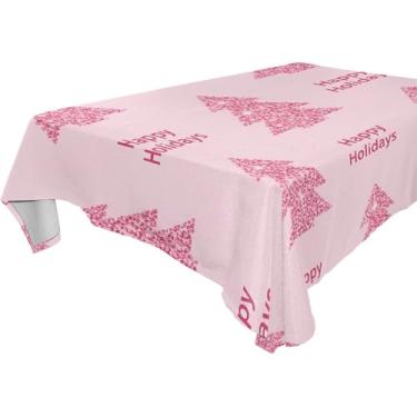 Imagem de Burbuja Toalha de mesa de árvore de Natal, toalha de mesa quadrada anti-rugas grossa para decoração de jantar, cozinha, festa, 137 x 137 cm